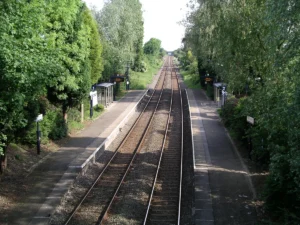 Bedworth Railway station view from Road Brisge
